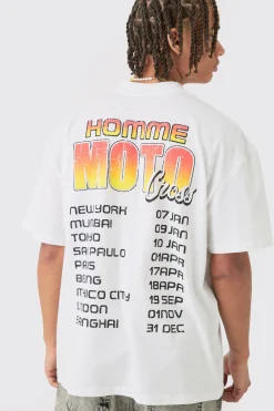 Oversized Homme Moto Print T-shirt | UK^boohooMAN Discount