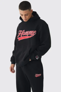 boohooMAN Oversized Homme Printed Varsity Hooded Tracksuit | UK| Tracksuits