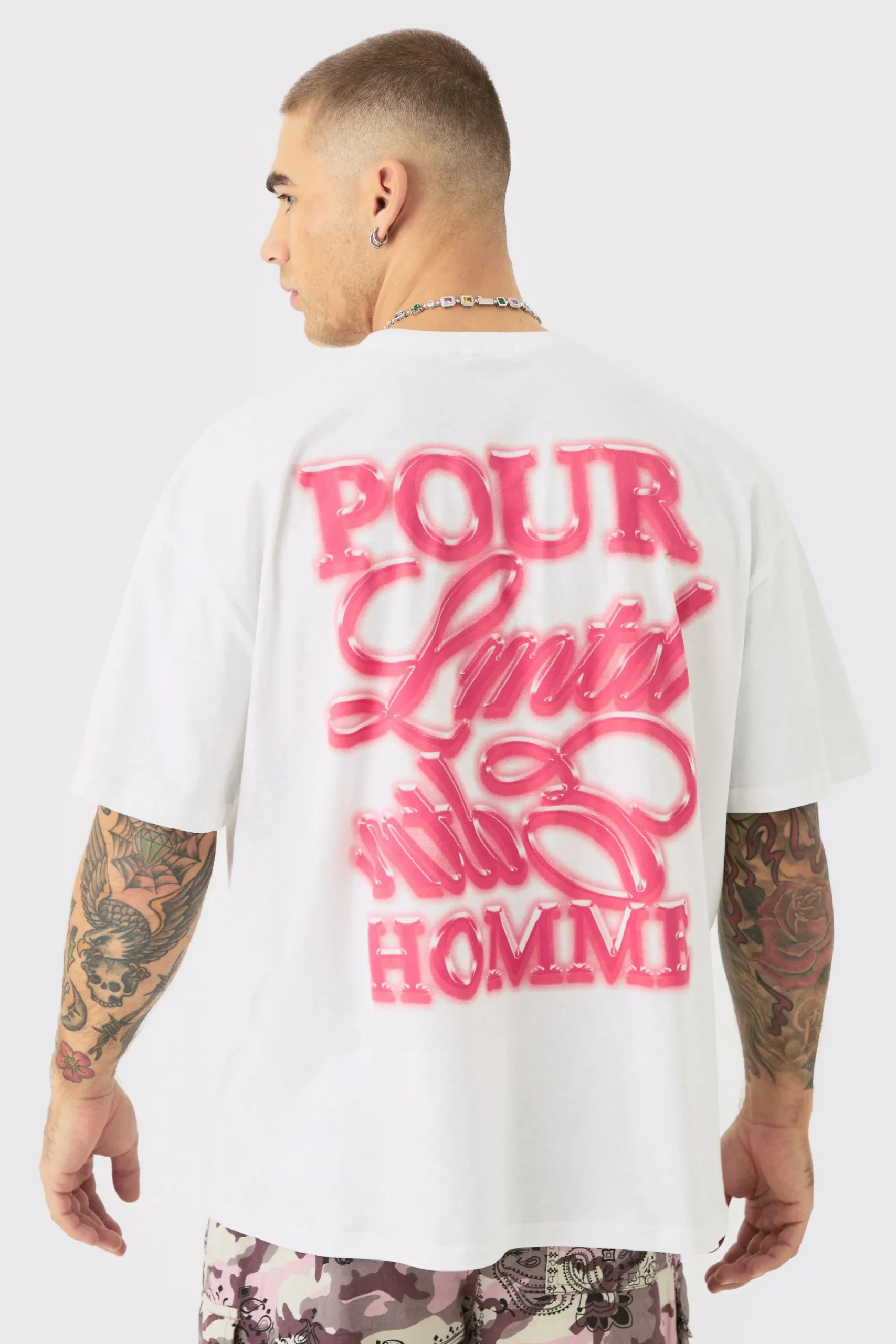 Oversized Homme Text Back Print T-shirt | UK^boohooMAN Clearance