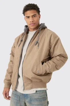 boohooMAN Oversized Hooded Ma1 Bomber Jacket In | UK| Coats & Jackets