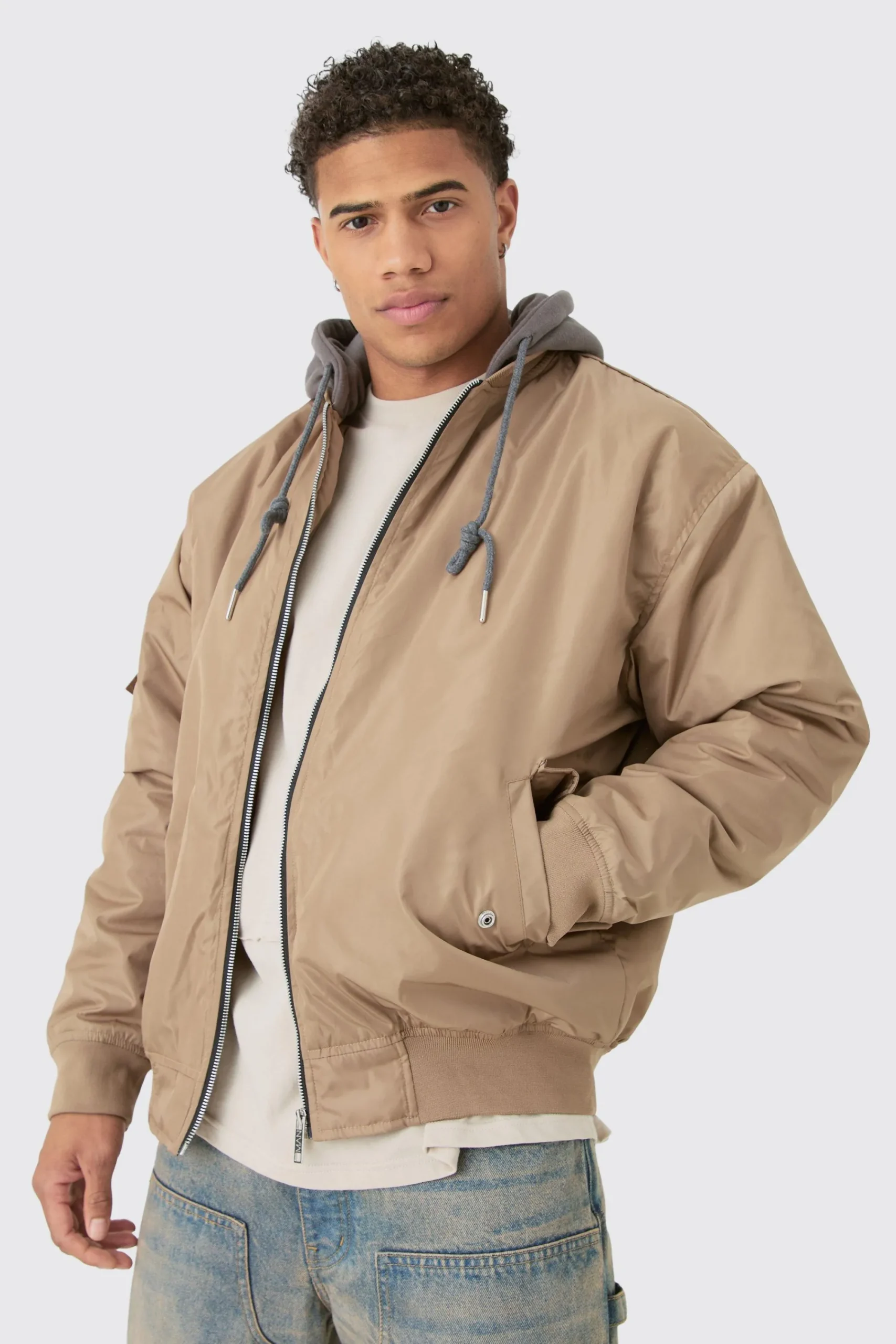 boohooMAN Oversized Hooded Ma1 Bomber Jacket In | UK| Coats & Jackets