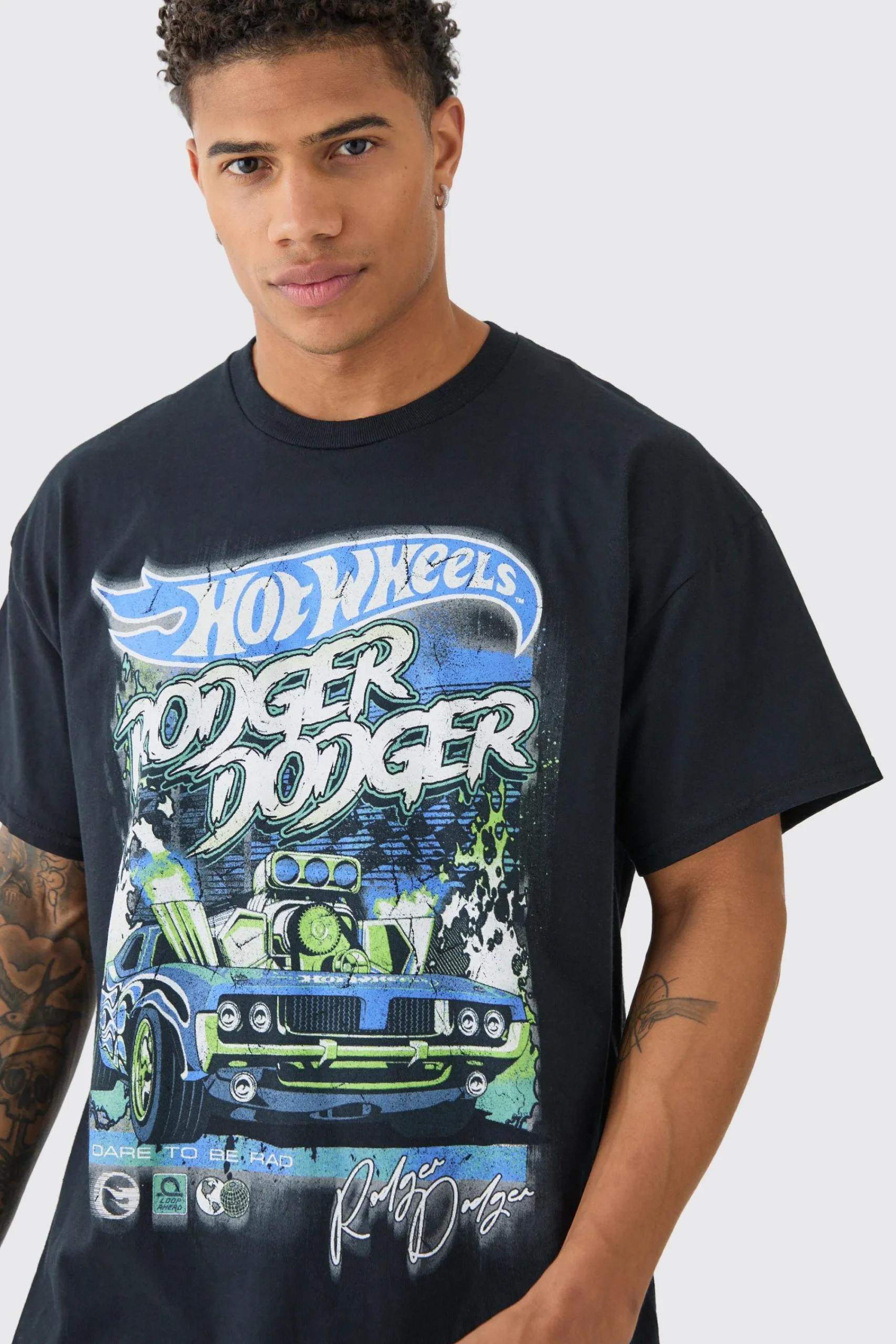 Oversized Hotwheels Racing License Print T-shirt | UK^boohooMAN
