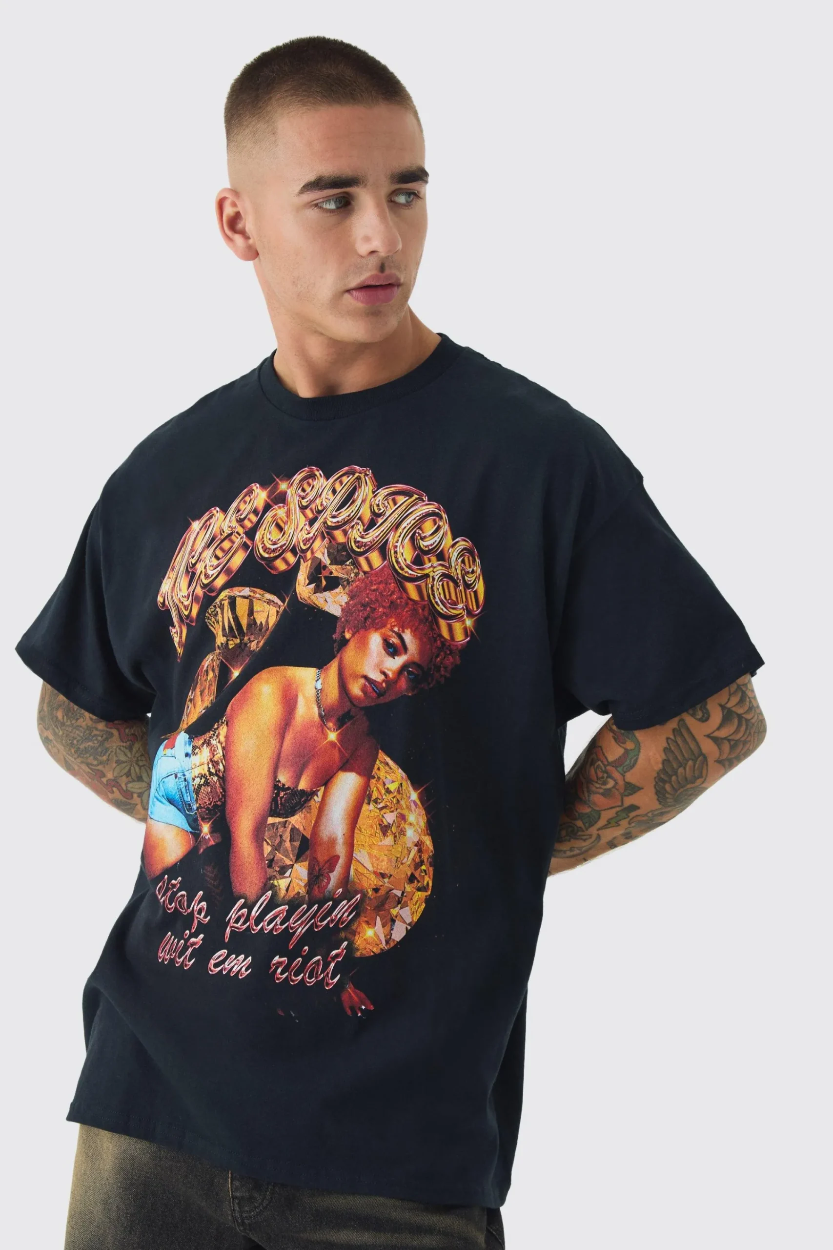 Oversized Ice Spice License Print T-Shirt | UK^boohooMAN Outlet