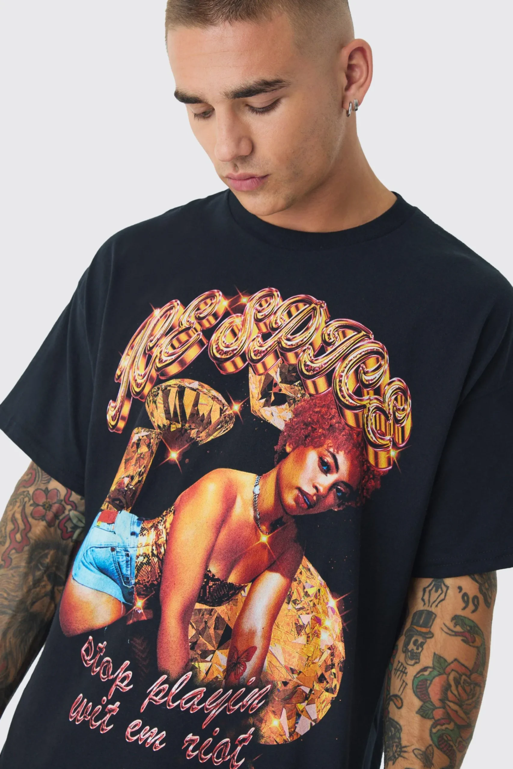 Oversized Ice Spice License Print T-Shirt | UK^boohooMAN Outlet