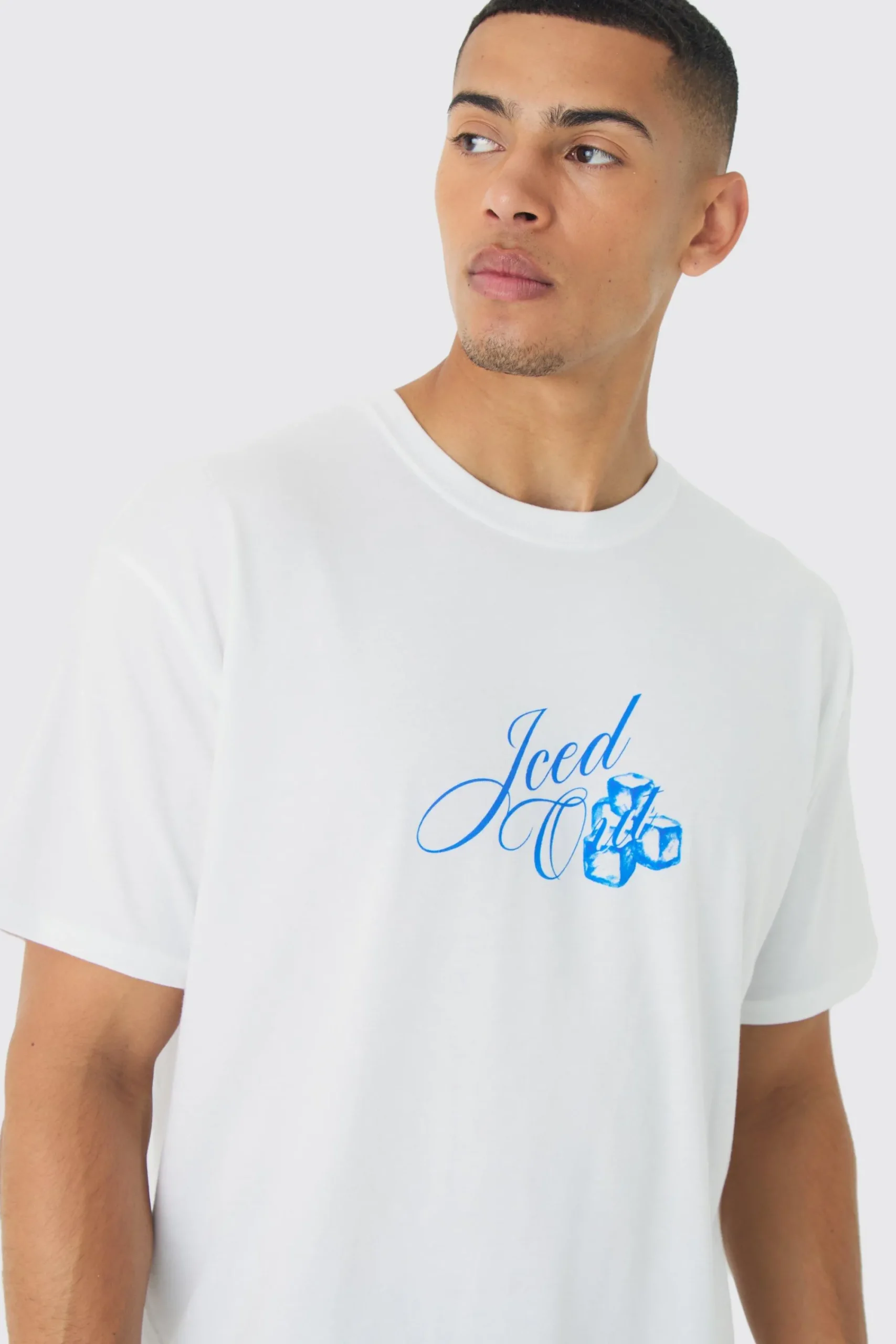 Oversized Iced Out Back Print T-Shirt | UK^boohooMAN Discount