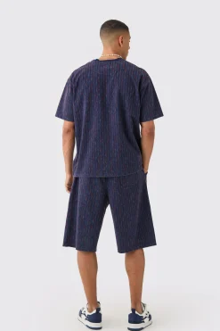 boohooMAN Oversized Indigo Dyed Striped Jacquard Sweatshirt | UK| Hoodies & Sweatshirts