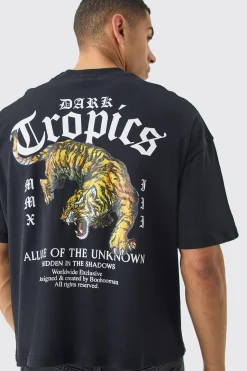 Oversized Interlock Dark Tropics T-shirt | UK^boohooMAN Sale