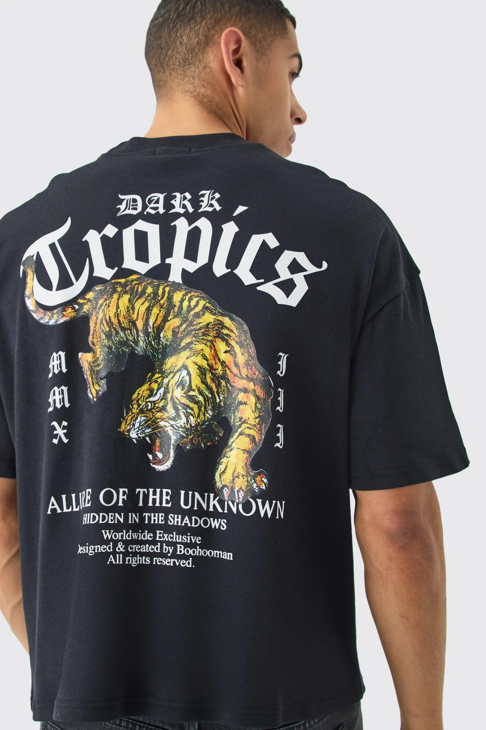 Oversized Interlock Dark Tropics T-shirt | UK^boohooMAN Sale