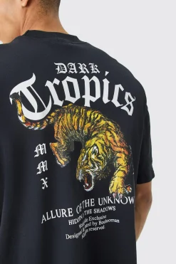 Oversized Interlock Dark Tropics T-shirt | UK^boohooMAN Sale