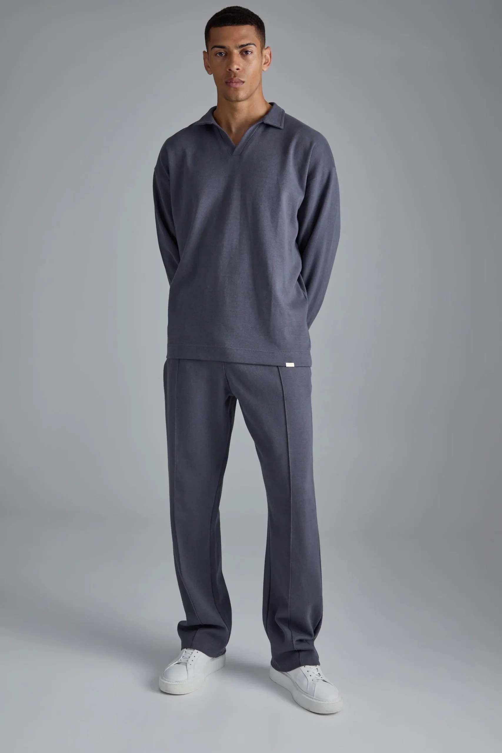 boohooMAN Oversized Interlock Rugby Polo And Jogger Set | UK| Sets & Co-Ords|Tracksuits