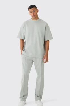 boohooMAN Oversized Interlock T-shirt And Jogger Set | UK| Sets & Co-Ords|Tracksuits