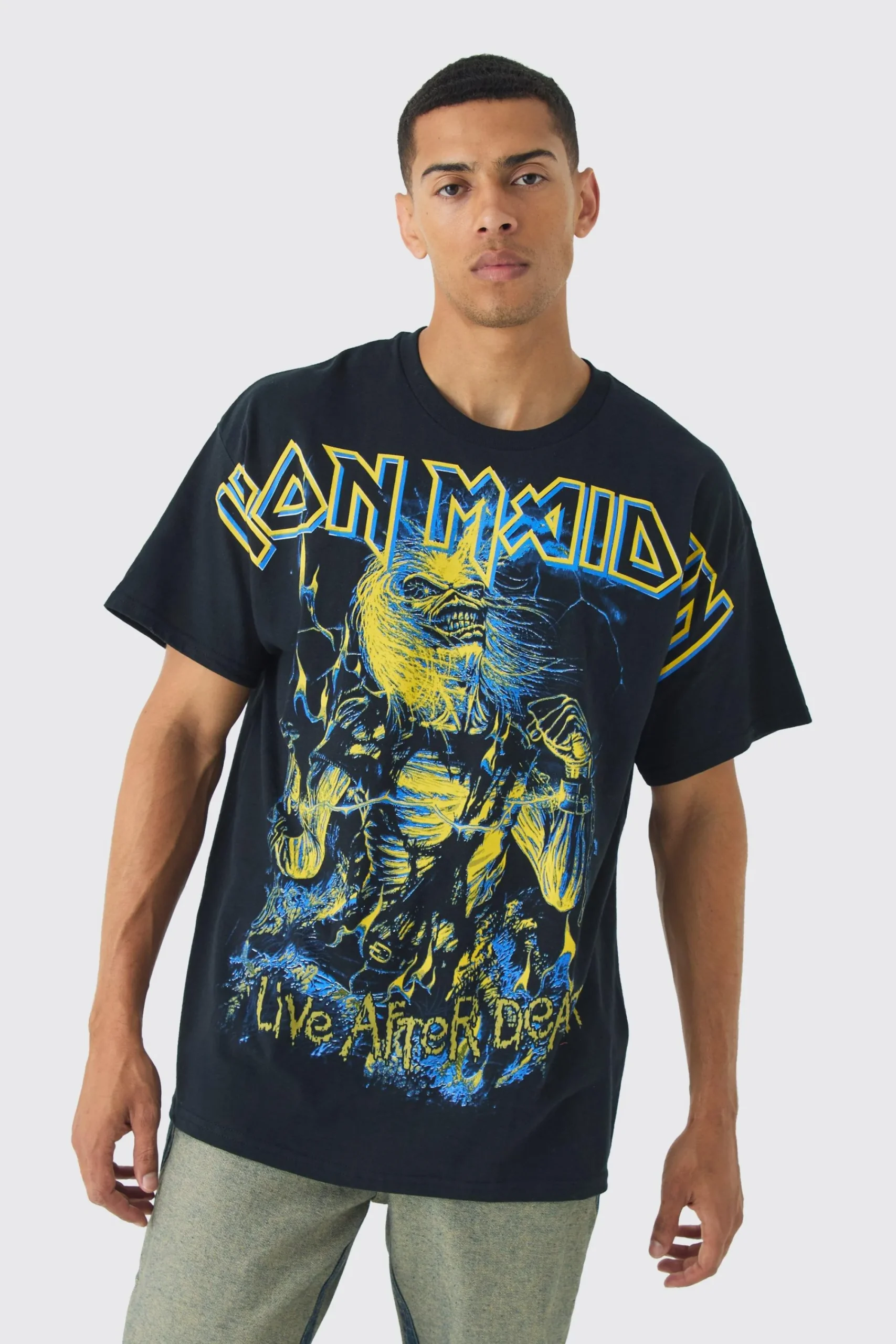 Oversized Iron Maiden Large Scale License Print T-Shirt | UK^boohooMAN Best