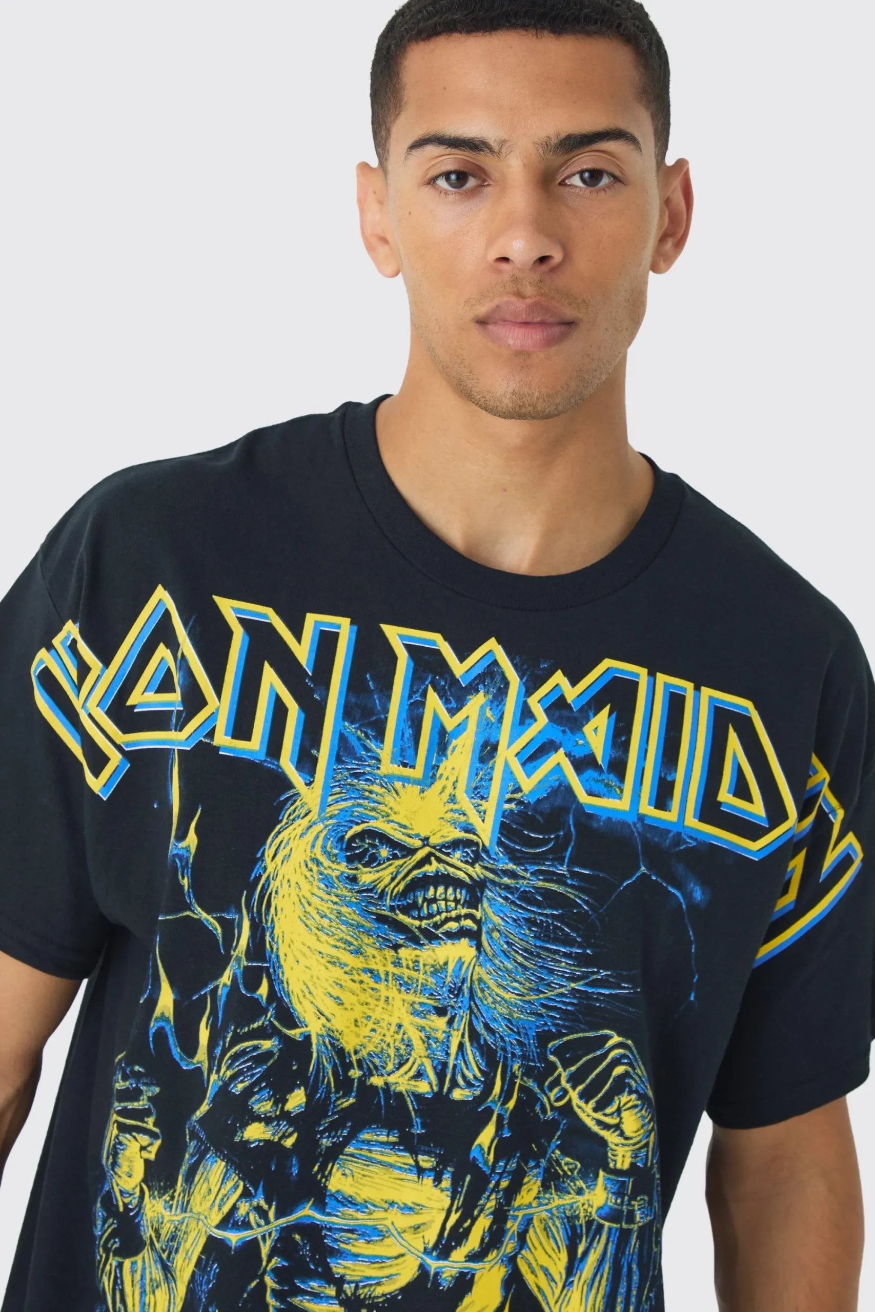 Oversized Iron Maiden Large Scale License Print T-Shirt | UK^boohooMAN Best