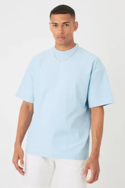Oversized Jacquard Raised Striped Extended Neck T-shirt | UK^boohooMAN Outlet