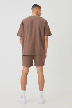 boohooMAN Oversized Jacquard Stripe T-shirt & Short Set | UK| Sets & Co-Ords|Tracksuits