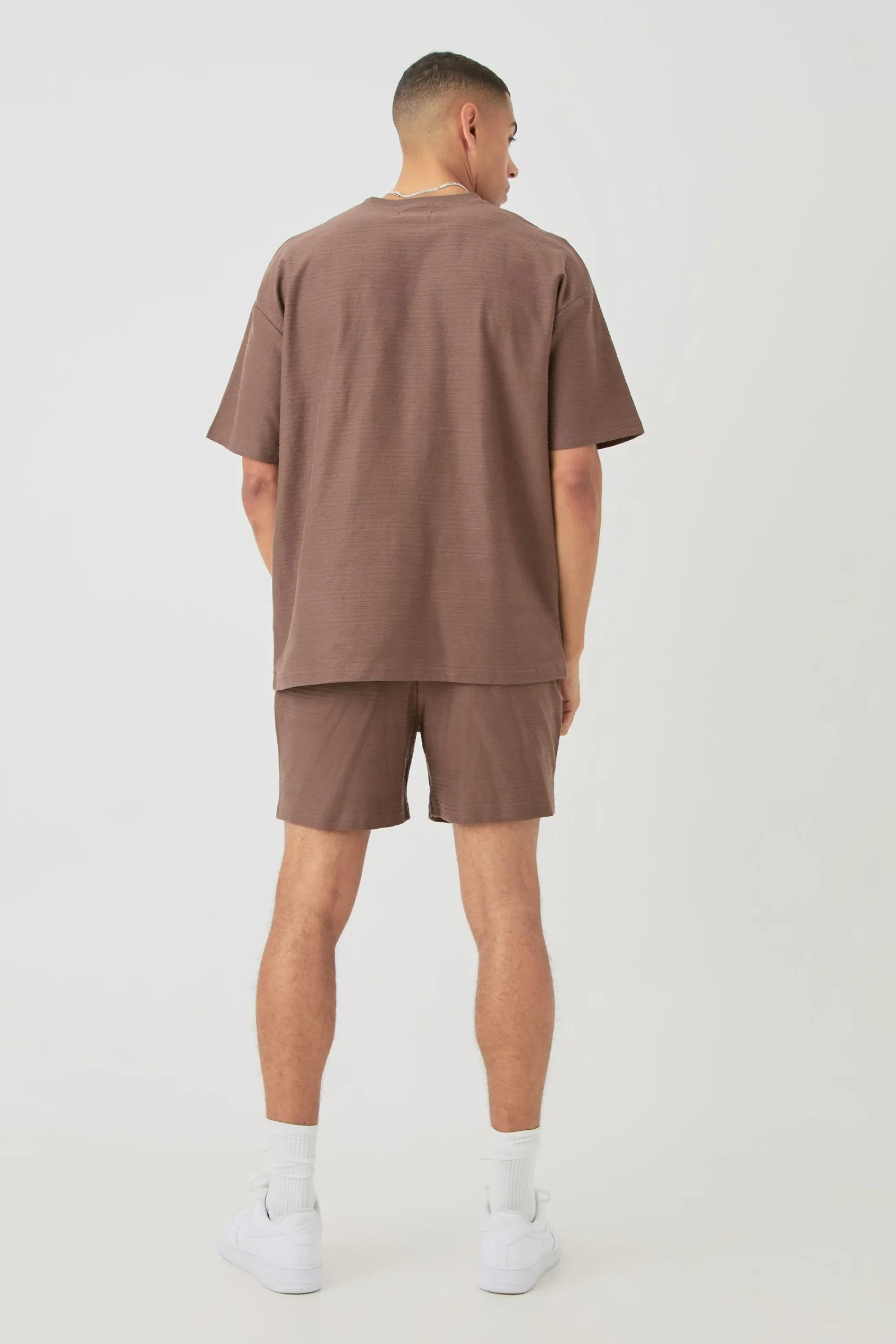 boohooMAN Oversized Jacquard Stripe T-shirt & Short Set | UK| Sets & Co-Ords|Tracksuits