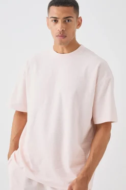 boohooMAN Oversized Jacquard Stripe T-shirt & Short Set | UK| Sets & Co-Ords|Tracksuits