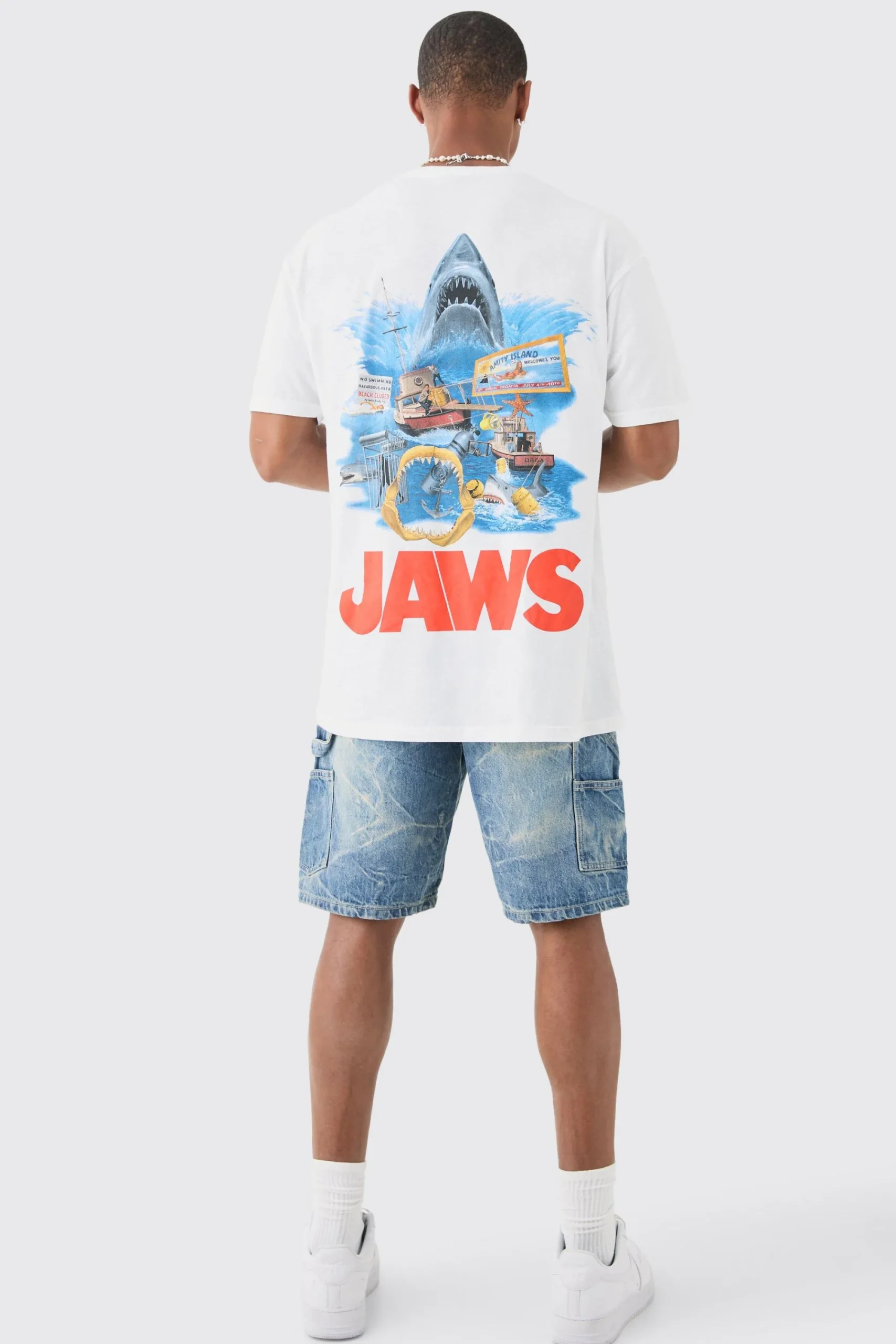 Oversized Jaws License T-shirt | UK^boohooMAN