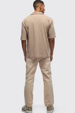 boohooMAN Oversized Jersey Textured Revere Shirt | UK| Shirts