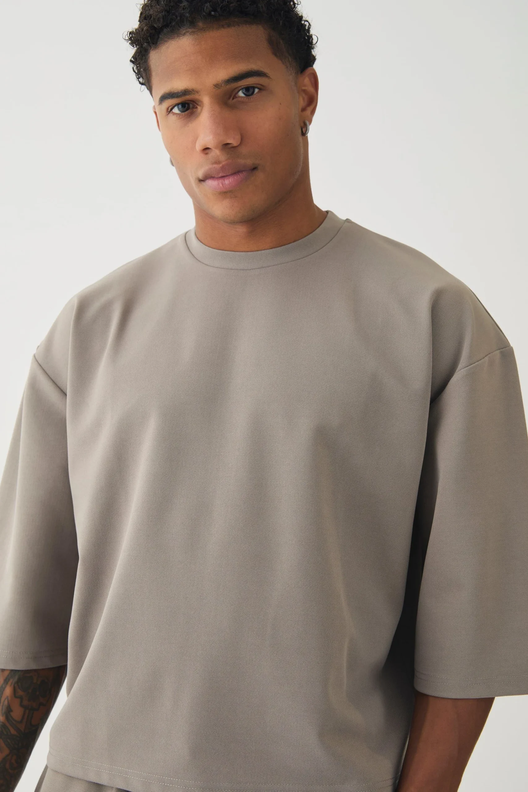 Oversized Jersey Twill Extra Boxy Half Sleeve T-shirt | UK^boohooMAN Sale