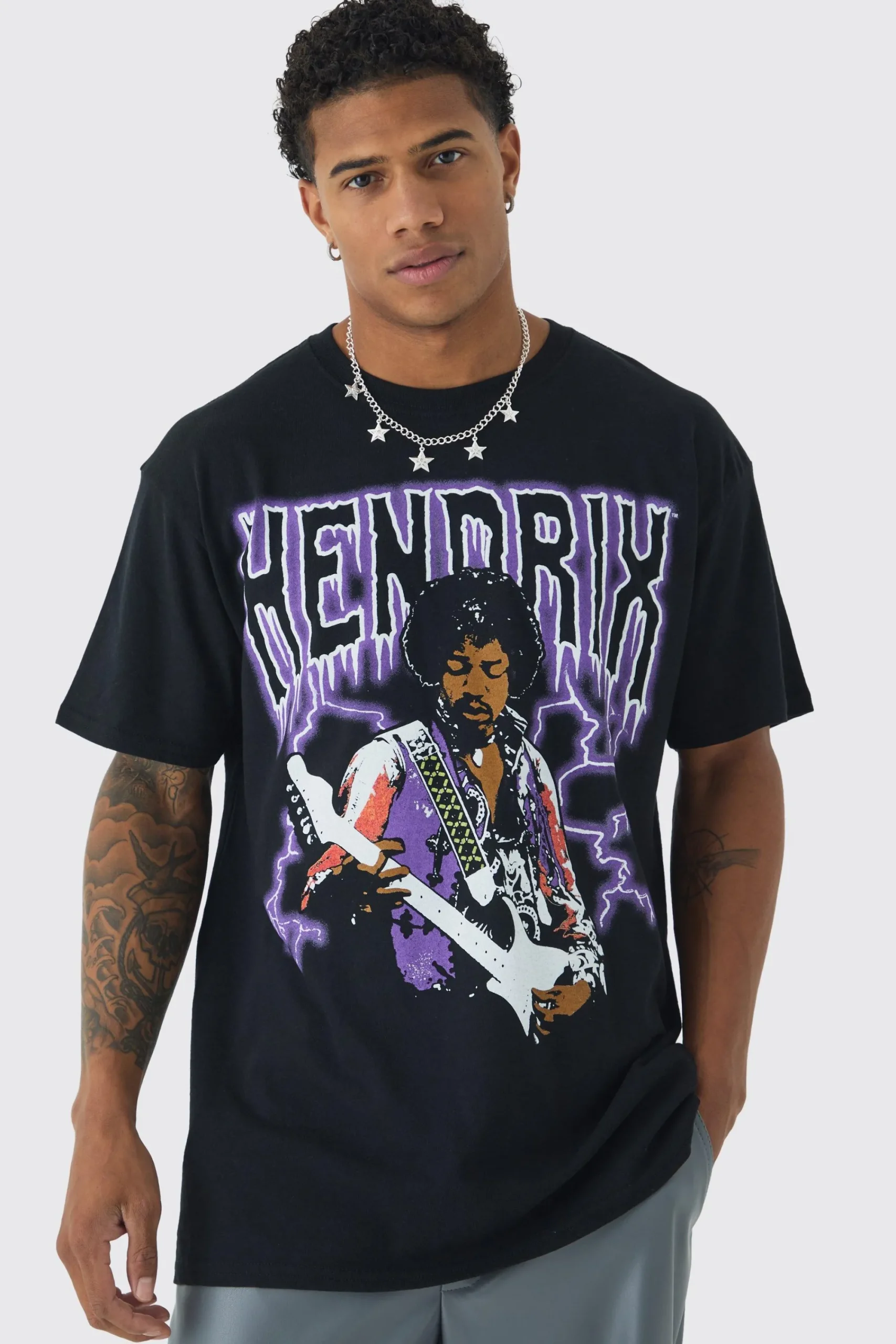 Oversized Jimi Hendrix License Print T-Shirt | UK^boohooMAN Sale
