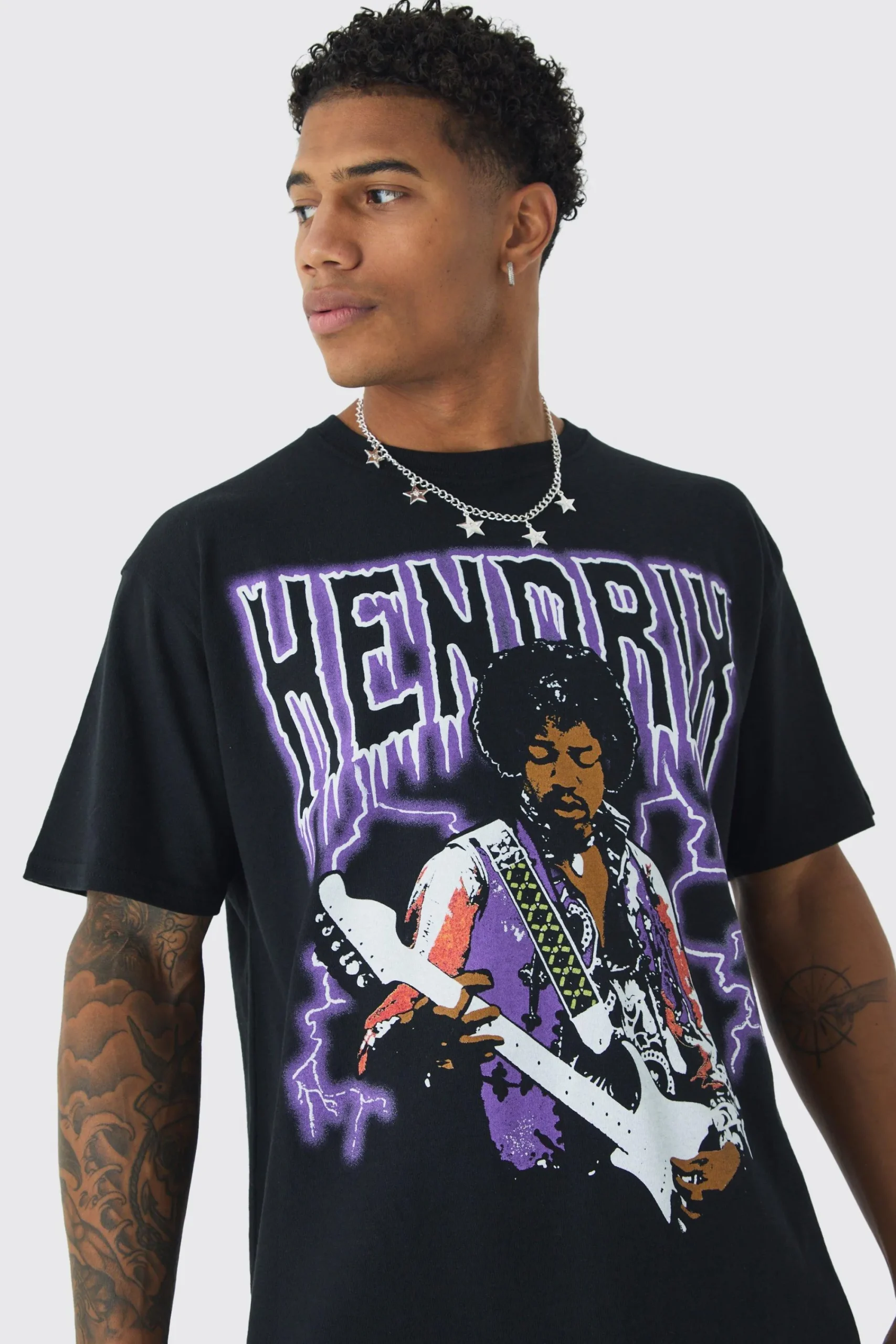 Oversized Jimi Hendrix License Print T-Shirt | UK^boohooMAN Sale
