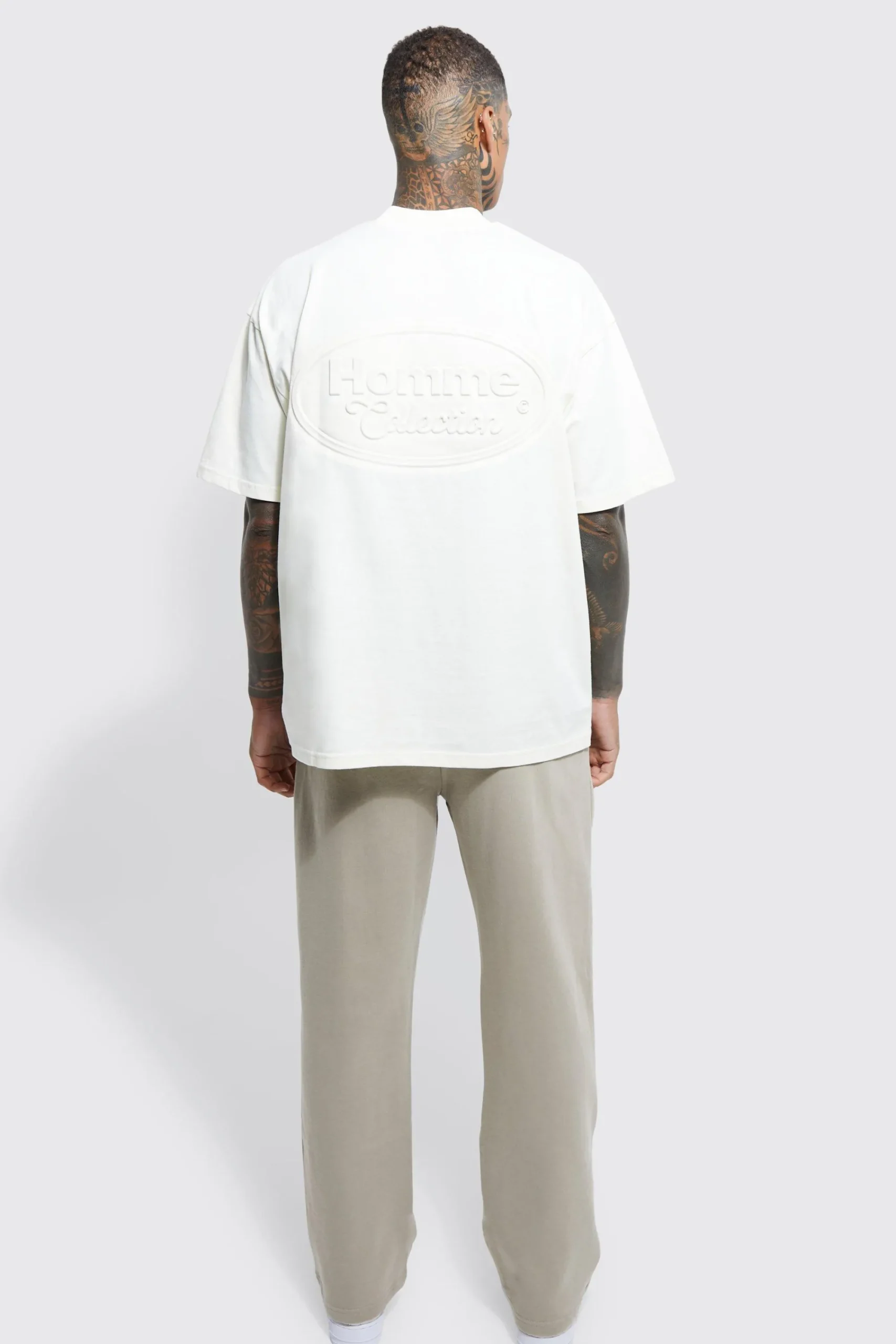 Oversized Large Homme Embossed T-shirt | UK^boohooMAN Outlet