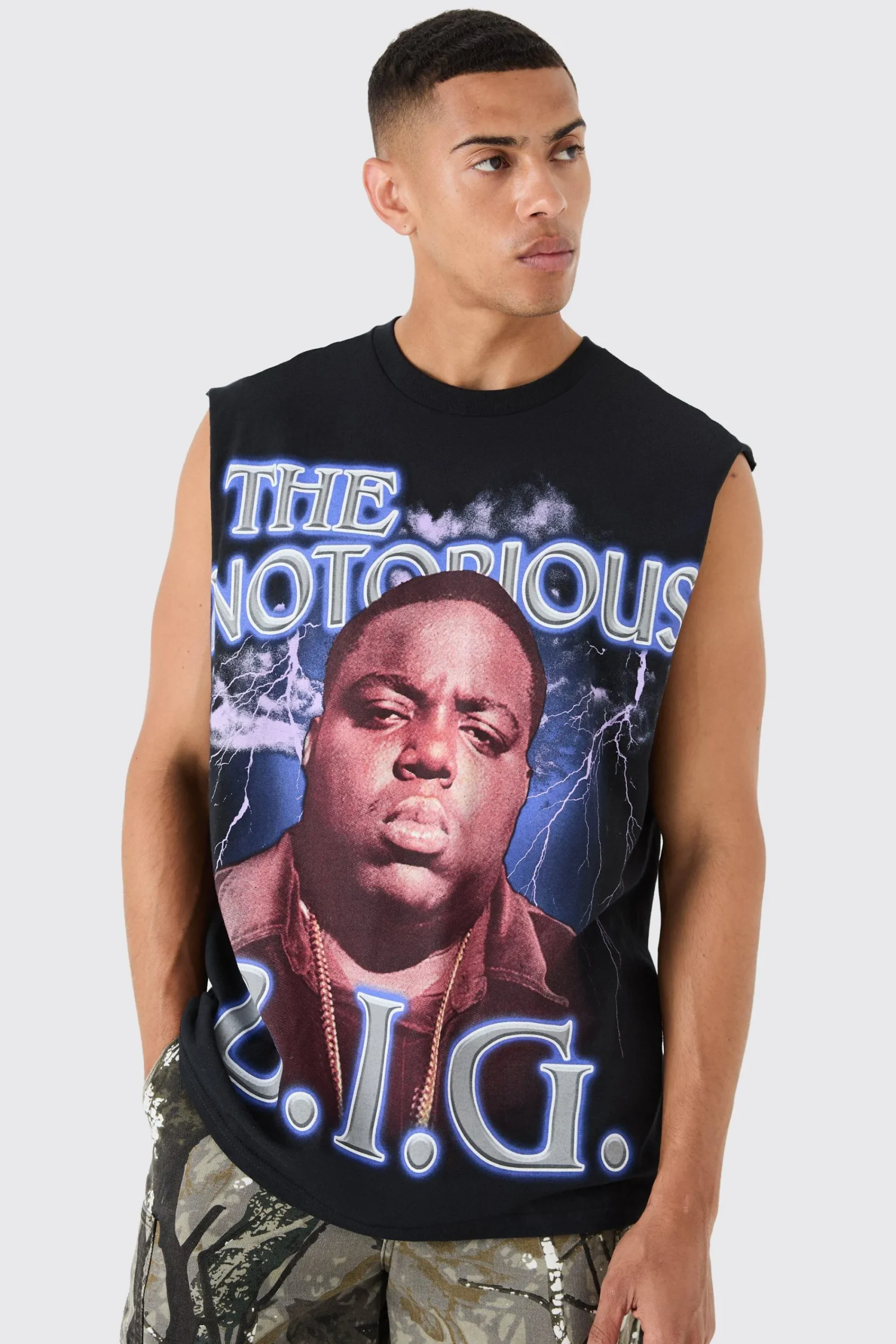 Oversized Large Scale Biggie License Tank | UK^boohooMAN Best