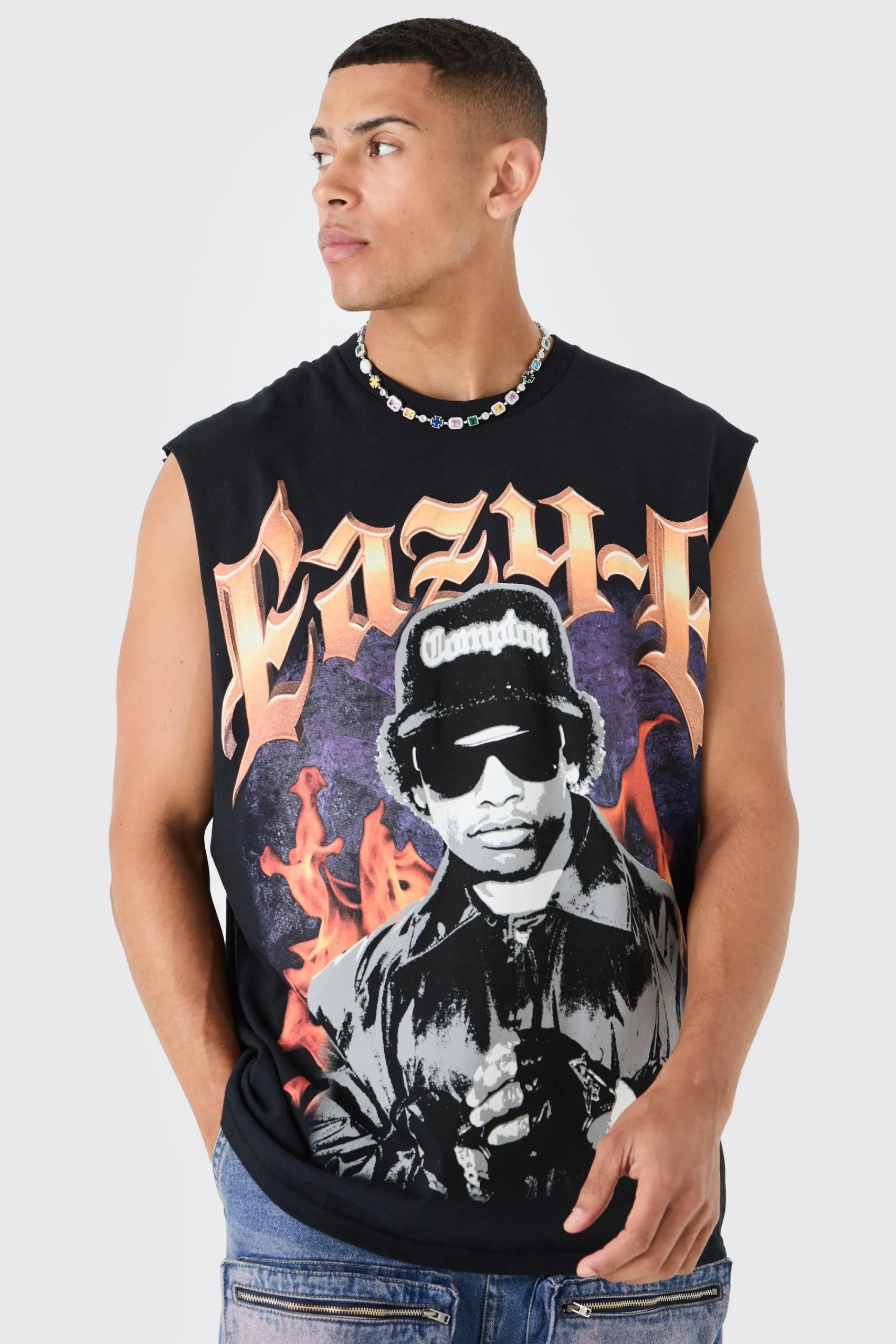Oversized Large Scale Eazy-E License Tank | UK^boohooMAN Online
