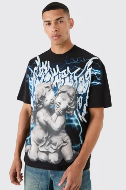 Oversized Large Scale Gothic Renaissance Graphic T-shirt | UK^boohooMAN Hot