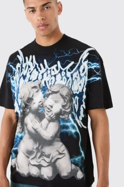 Oversized Large Scale Gothic Renaissance Graphic T-shirt | UK^boohooMAN Hot
