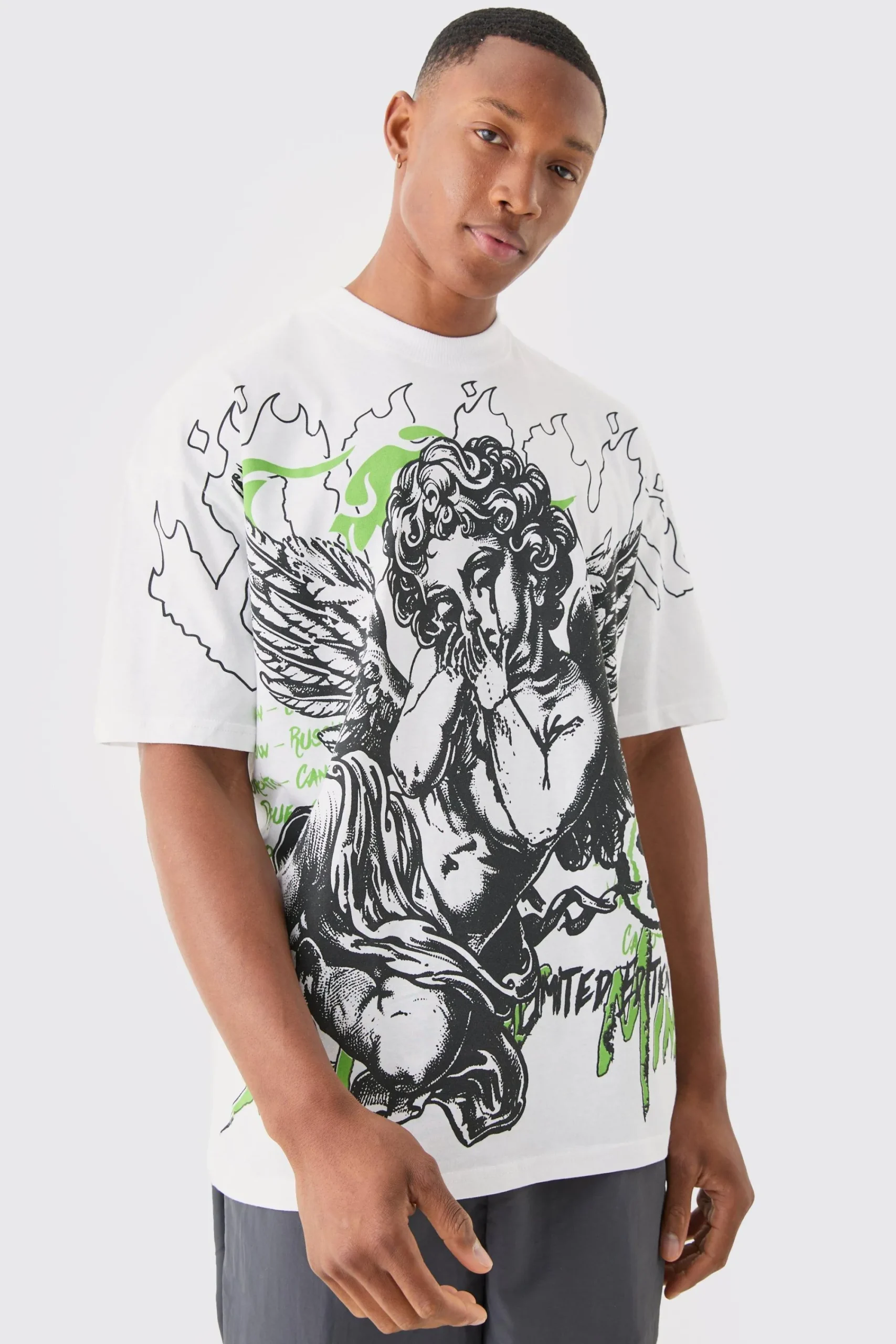 Oversized Large Scale Graffiti Renaissance Print T-shirt | UK^boohooMAN Best