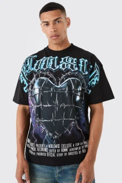 Oversized Large Scale Heart Graphic T-shirt | UK^boohooMAN New