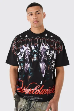 Oversized Large Scale Homme Dog Print T-shirt | UK^boohooMAN Hot