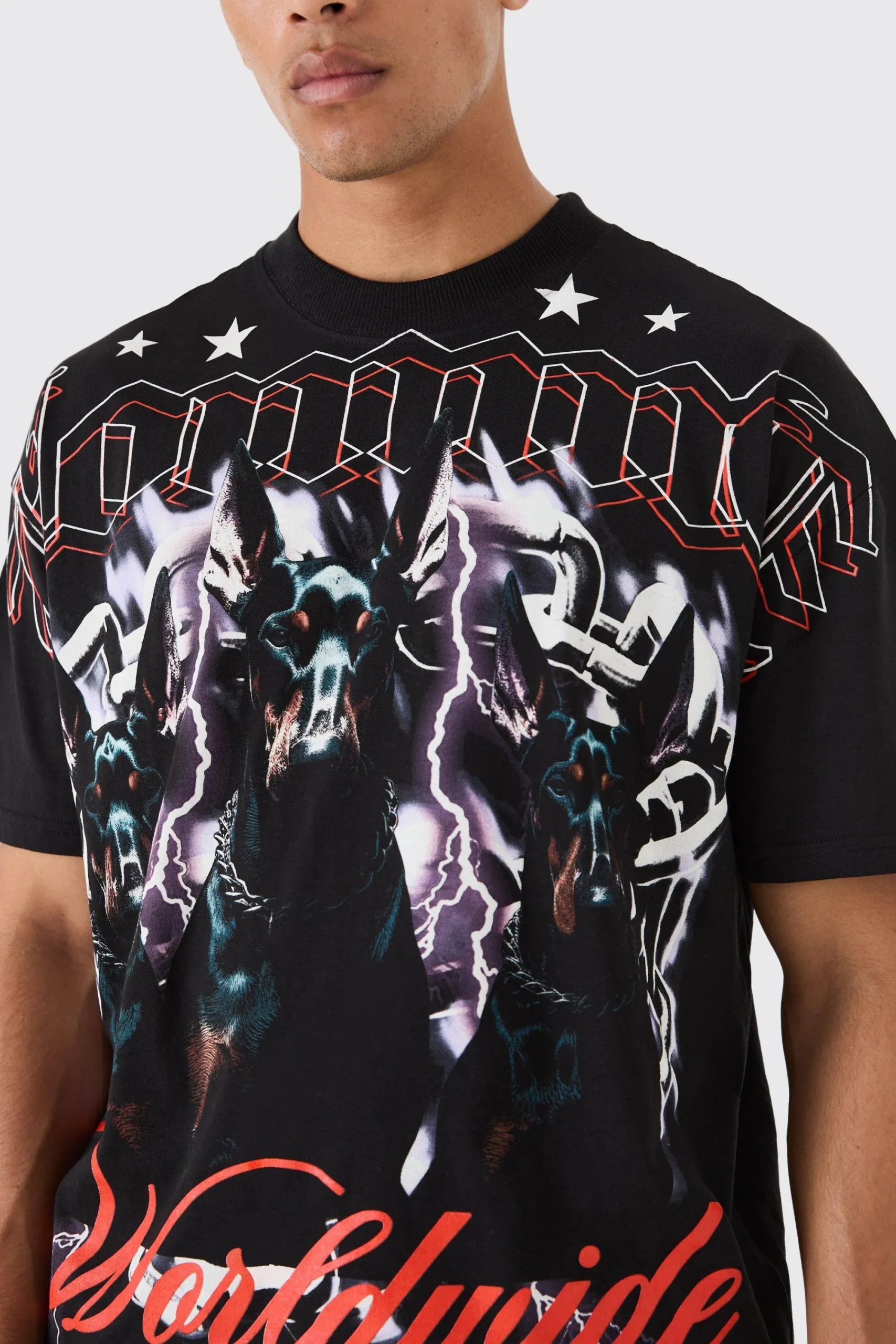 Oversized Large Scale Homme Dog Print T-shirt | UK^boohooMAN Hot
