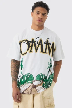 Oversized Large Scale Homme Palm Graphic T-shirt | UK^boohooMAN Online