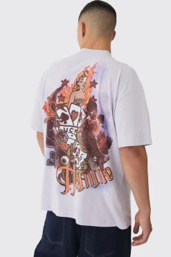 Oversized Large Scale Homme Tattoo Back Graphic T-Shirt | UK^boohooMAN Clearance