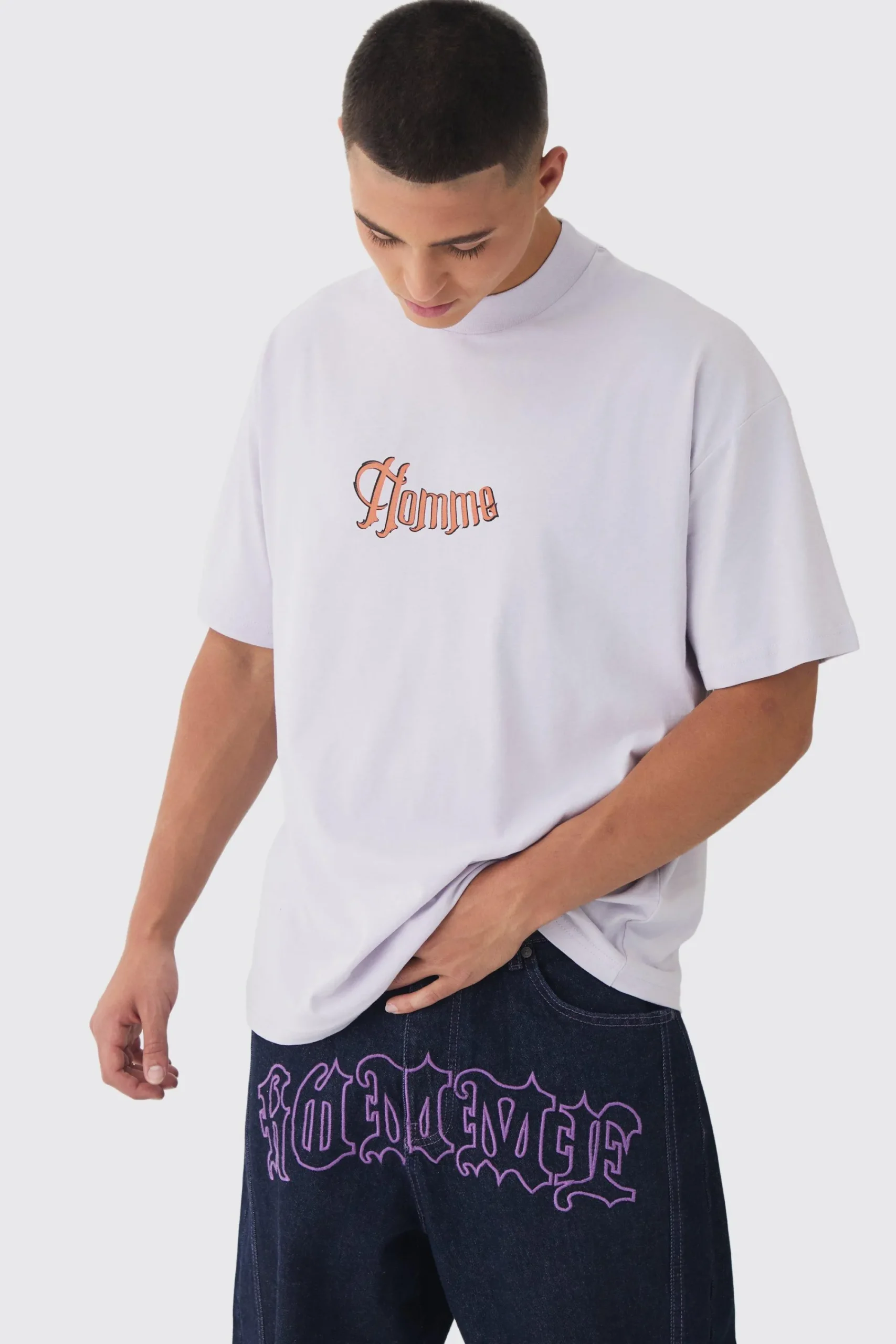 Oversized Large Scale Homme Tattoo Back Graphic T-Shirt | UK^boohooMAN Clearance