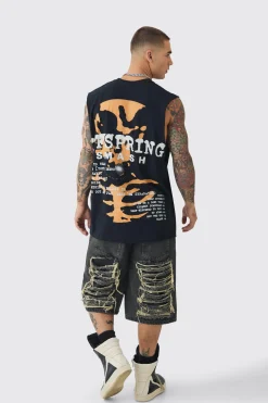 Oversized Large Scale Offspring Band License Tank | UK^boohooMAN Sale