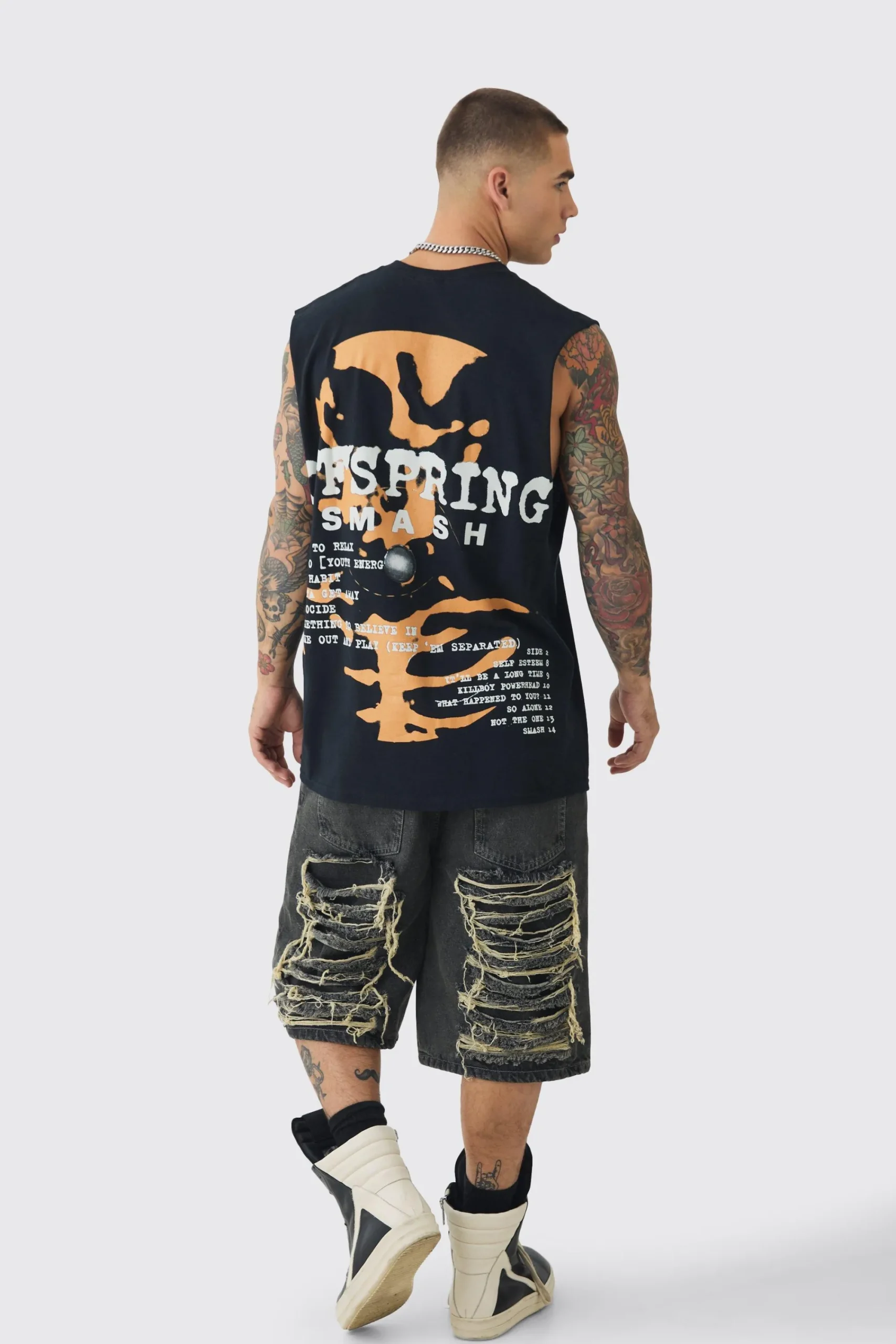 Oversized Large Scale Offspring Band License Tank | UK^boohooMAN Sale