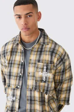 boohooMAN Oversized Layered Print Check Shirt | UK| Shirts