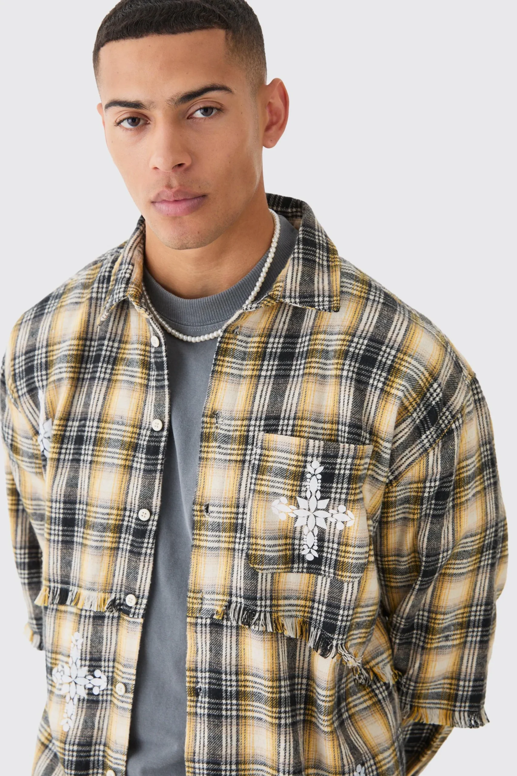 boohooMAN Oversized Layered Print Check Shirt | UK| Shirts