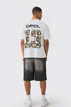 Oversized Leopard Varsity Back Print T-shirt | UK^boohooMAN New