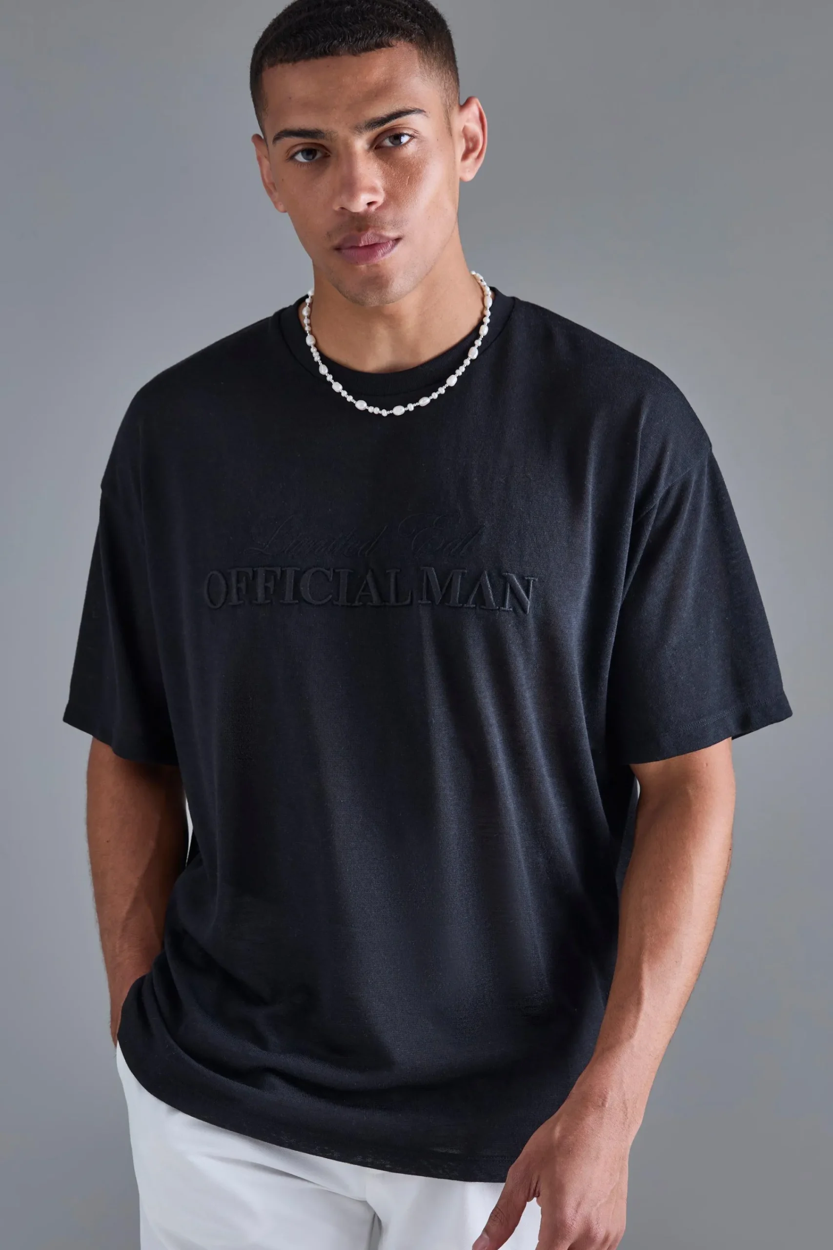 Oversized Limited 3D Embroidered Burnout Mesh T-shirt | UK^boohooMAN Online