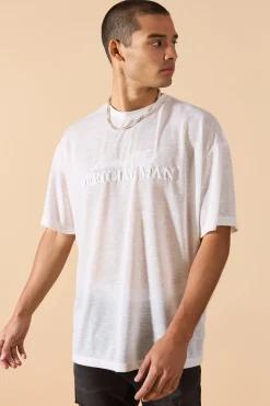 Oversized Limited 3D Embroidered Burnout Mesh T-shirt | UK^boohooMAN