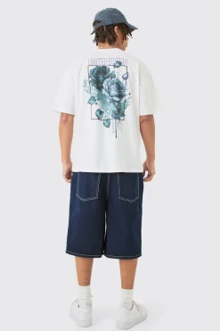Oversized Limited Edition Floral Back Print T-shirt | UK^boohooMAN Outlet