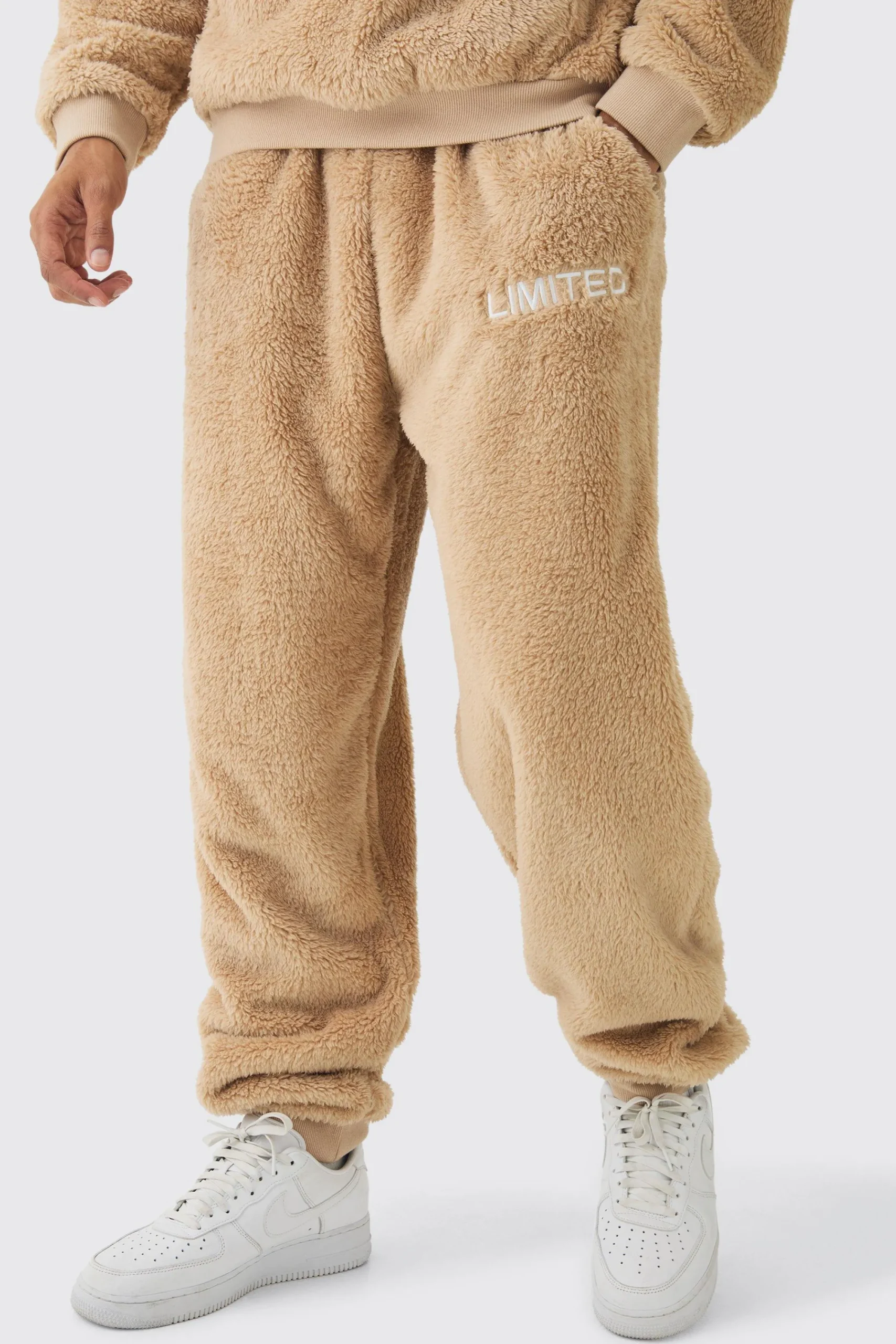 boohooMAN Oversized Limited Embroidered Teddy Borg Cuffed Joggers | UK| Trousers|Joggers