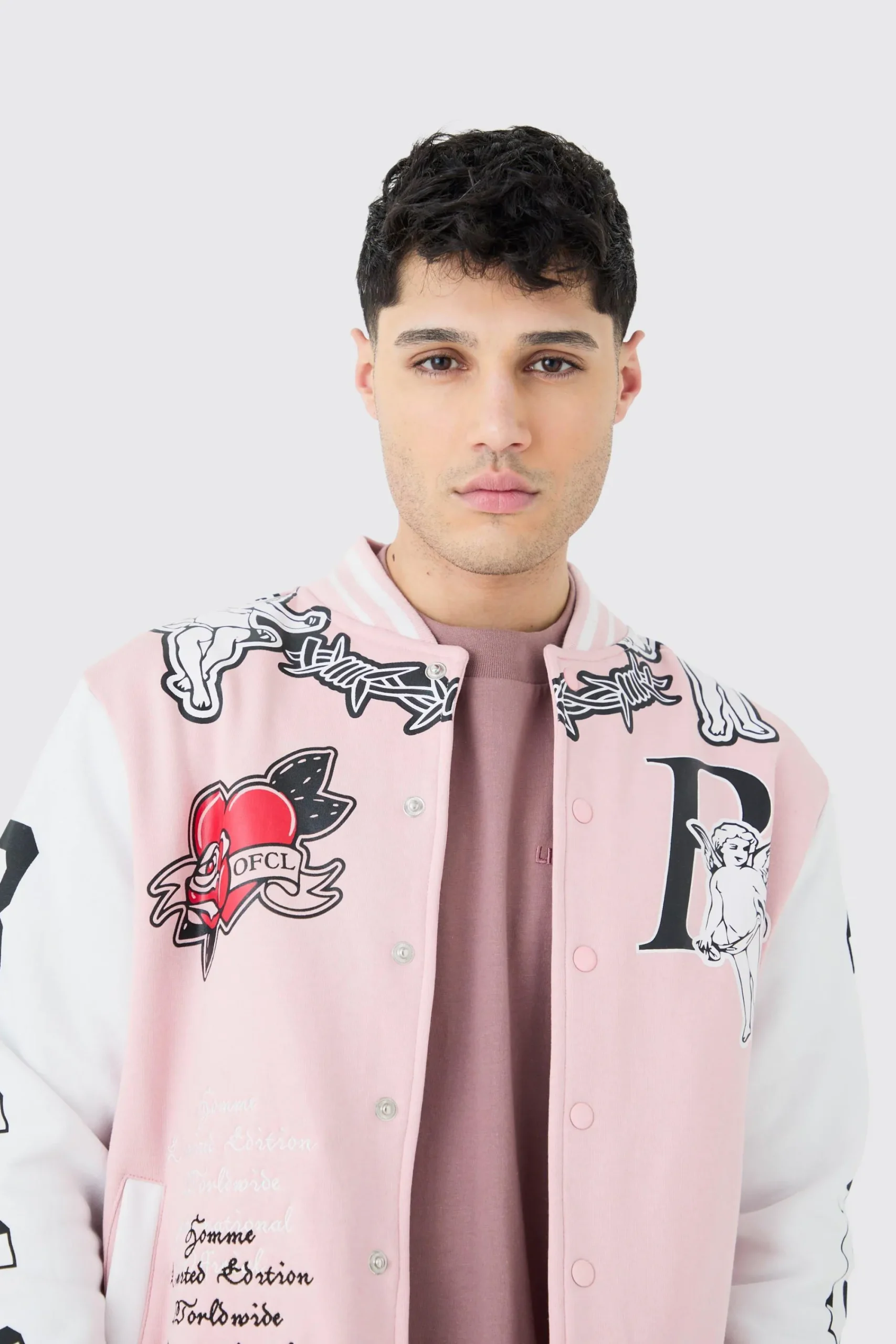 boohooMAN Oversized Limited Jersey Varsity Jacket | UK| Coats & Jackets