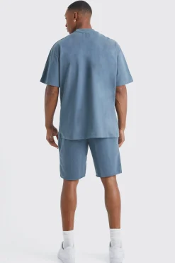 boohooMAN Oversized Limited Raw Hem T-shirt & Short Set | UK| Sets & Co-Ords|Tracksuits