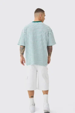Oversized Limited Ribbed Striped T-shirt | UK^boohooMAN Online